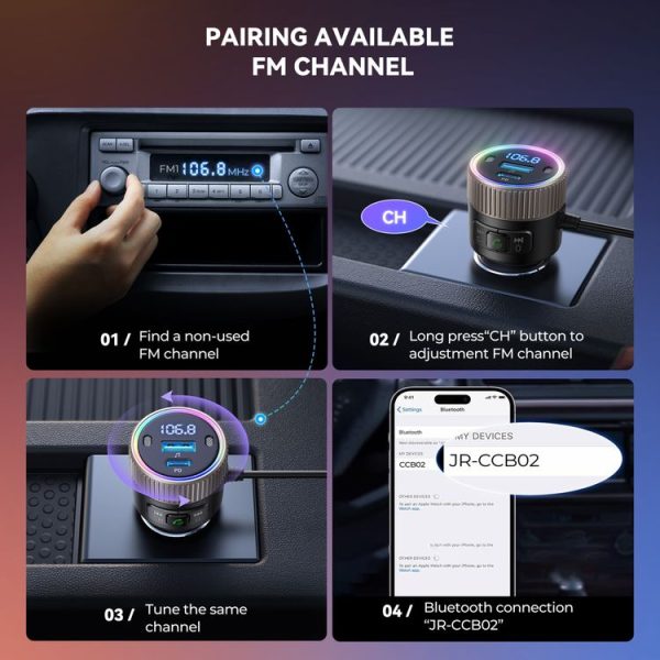 JOYROOM JR-CCB02 Car Bluetooth 5.4 Wireless Transmitter MP3 Player (Black) - Image 6