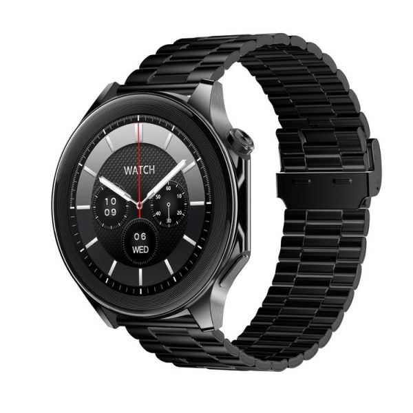 HD Watch X 1.43 inch IP68 BT5.3 Sport Smart Watch, Support Bluetooth Call / Sleep / Blood Oxygen / Heart Rate / Blood Pressure Health Monitor (Black Steel + Black Silicone Strap)