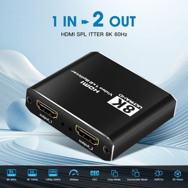 NK-H12 8K UHD 1 In 2 Out HDMI Video Splitter Converter - Image 2