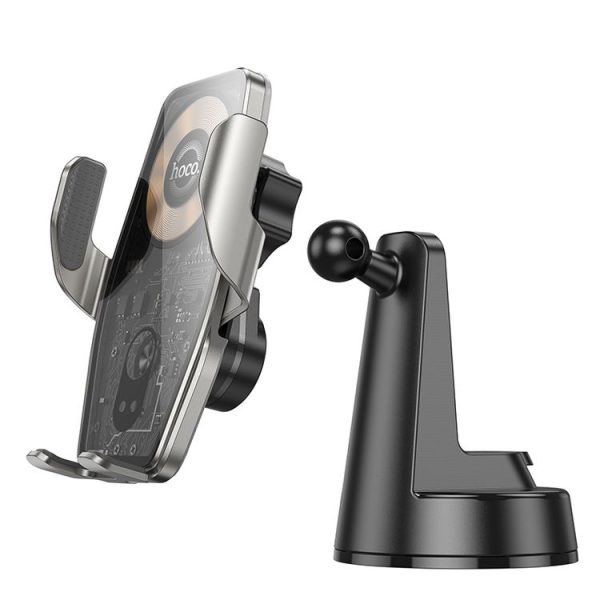 Hoco HW27 Traveler Infrared RGB Wireless Fast Charging Car Center Console Holder (Black) - Image 4