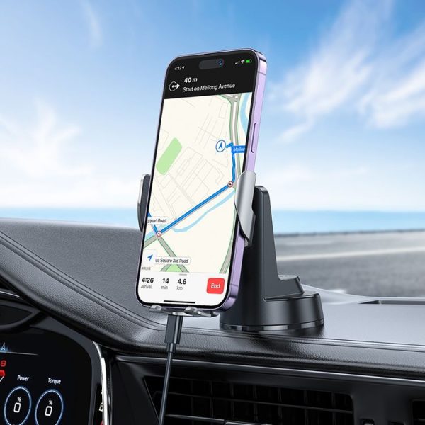 Hoco HW27 Traveler Infrared RGB Wireless Fast Charging Car Center Console Holder (Black) - Image 6