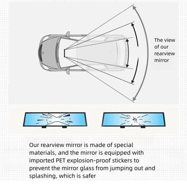 3R 3R-123 Car Suction Cup Curved Wide Angle Rear View Mirror - Image 4