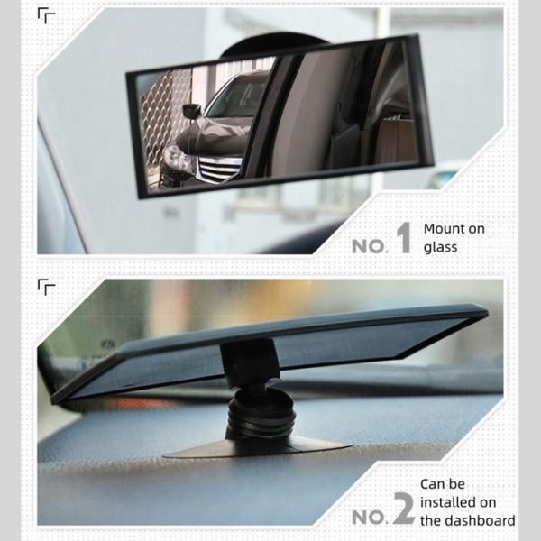 3R 3R-123 Car Suction Cup Curved Wide Angle Rear View Mirror - Image 5