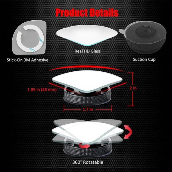 3R 3R-357 Car Suction Cup Auxiliary Side View Mirror Round Blind Spot Mirror - Image 3