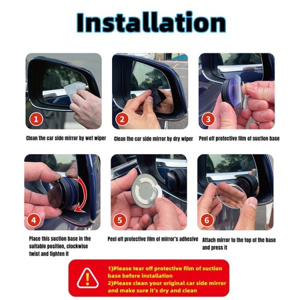3R 3R-357 Car Suction Cup Auxiliary Side View Mirror Round Blind Spot Mirror - Image 5