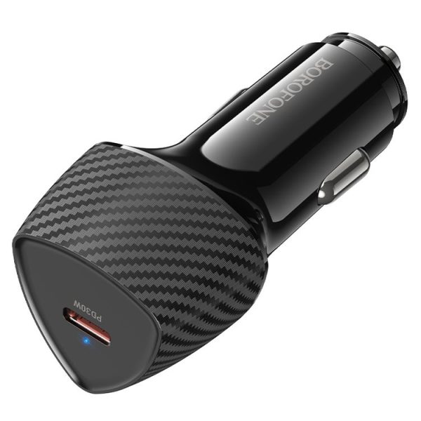 BOROFONE BZ31B Solid Single-port PD30W Type-C Car Charger (Black) - Image 3