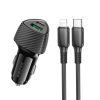 BOROFONE BZ31C Solid PD30W + QC3.0 Car Charger Set with Type-C to 8 Pin Cable (Black)