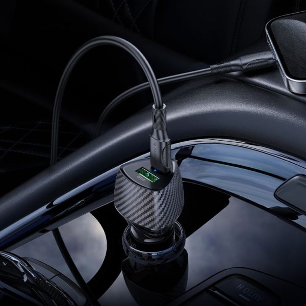 BOROFONE BZ31C Solid PD30W + QC3.0 Car Charger Set with Type-C to 8 Pin Cable (Black) - Image 6
