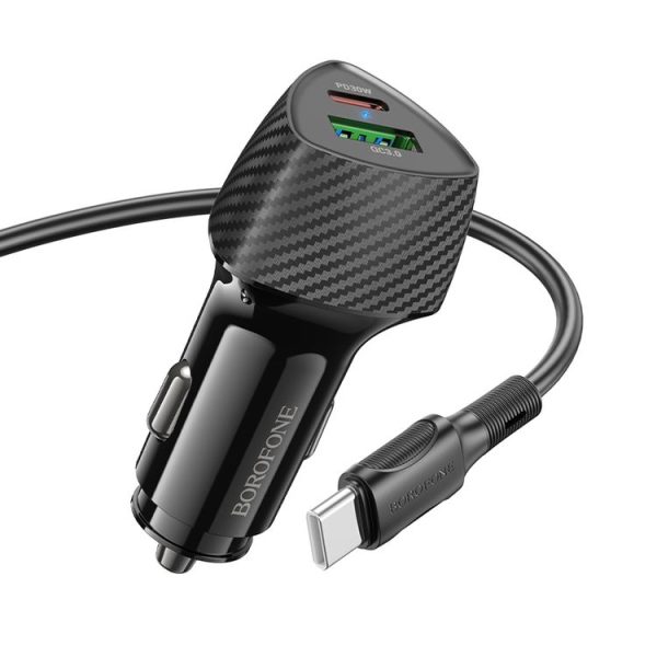 BOROFONE BZ31C Solid PD30W + QC3.0 Car Charger Set with Type-C to Type-C Cable (Black) - Image 2