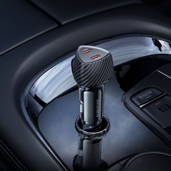 BOROFONE BZ31D Solid PD60W Dual Type-C Car Charger (Black) - Image 5