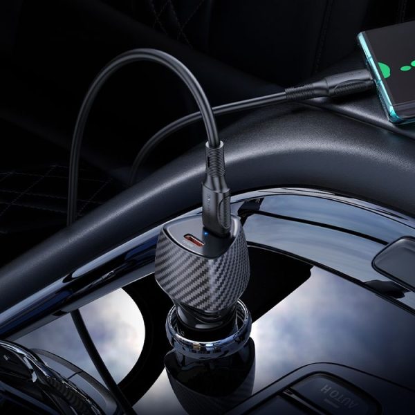 BOROFONE BZ31D Solid PD60W Dual Type-C Car Charger (Black) - Image 6