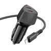 BOROFONE BZ31D Solid PD60W Dual Type-C Car Charger Set with Type-C to 8 Pin Cable (Black) - Image 2