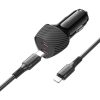 BOROFONE BZ31D Solid PD60W Dual Type-C Car Charger Set with Type-C to 8 Pin Cable (Black) - Image 3