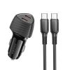 BOROFONE BZ31D Solid PD60W Dual Type-C Car Charger Set with Type-C to Type-C Cable (Black)