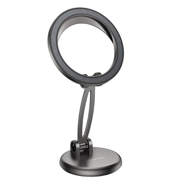 BOROFONE BH114 Star Metal Ring Magnetic Car Center Console Phone Holder (Metal Grey) - Image 2