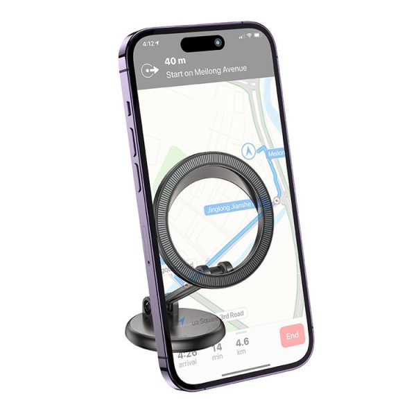 BOROFONE BH114 Star Metal Ring Magnetic Car Center Console Phone Holder (Metal Grey) - Image 3
