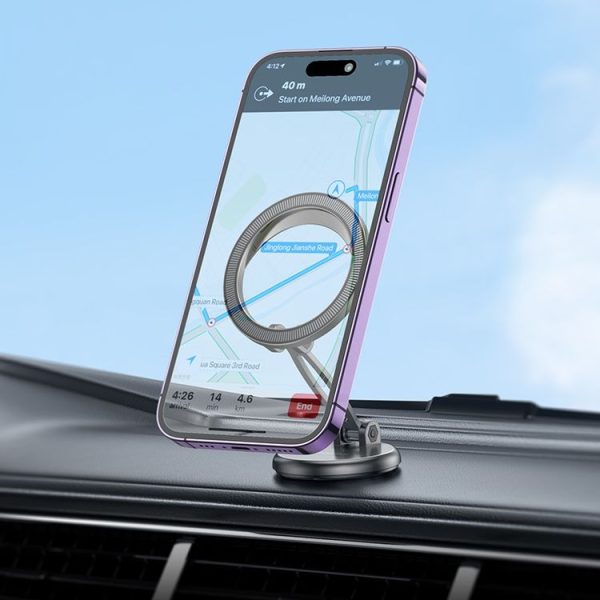 BOROFONE BH114 Star Metal Ring Magnetic Car Center Console Phone Holder (Metal Grey) - Image 7