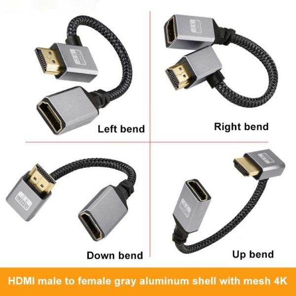 Upward Bend HDMI Male to Female 4K UHD Extension Cable Computer TV Adapter, Length: 20cm - Image 2