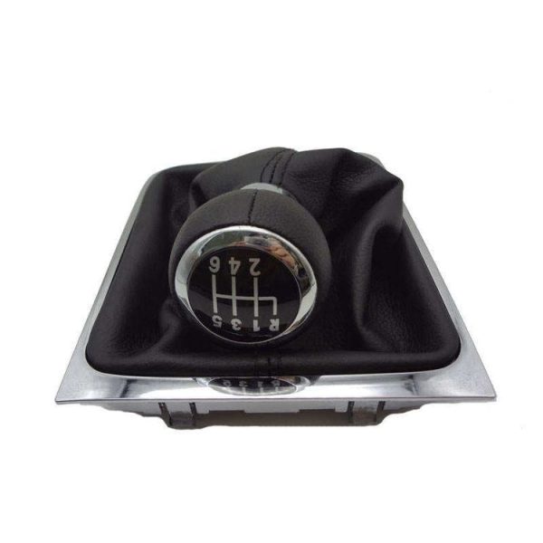 Volkswagen Passat B6 2005-2011 Car Gear Lever Hand Ball Leather Gear Shift Knob with Chrome Frame, Style: 6 Speed - Image 2