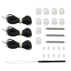 27pcs / Set RV / Yacht Pleated Shade Accessories Pull Cord Double Wheel Plug Spring (Black)