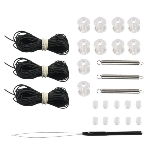 27pcs / Set RV / Yacht Pleated Shade Accessories Pull Cord Double Wheel Plug Spring (Black)