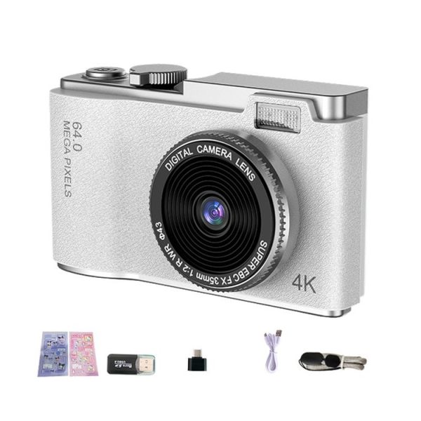 LK003 2.4 inch Dual-lens 4K HD CCD Camera Retro Kids Camera (White)