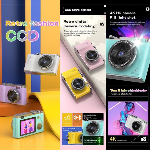 LK003 2.4 inch Dual-lens 4K HD CCD Camera Retro Kids Camera (White) - Image 2