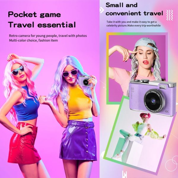 LK003 2.4 inch Dual-lens 4K HD CCD Camera Retro Kids Camera (White) - Image 3