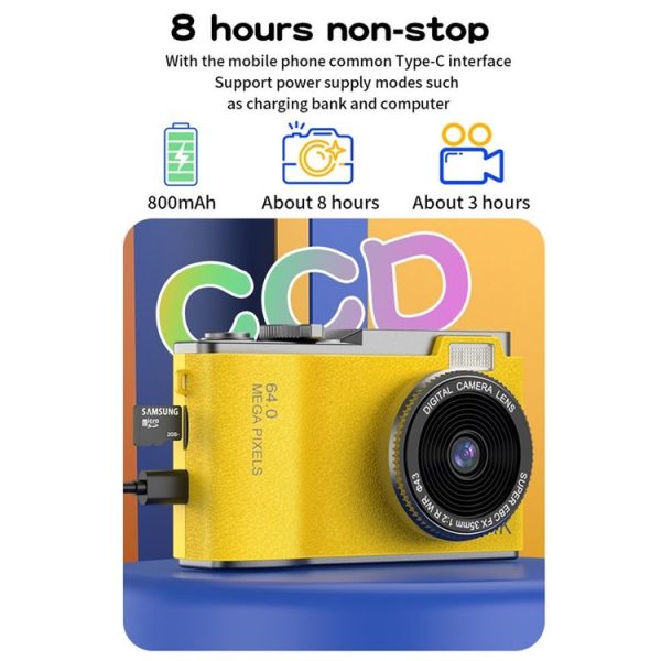 LK003 2.4 inch Dual-lens 4K HD CCD Camera Retro Kids Camera (White) - Image 4