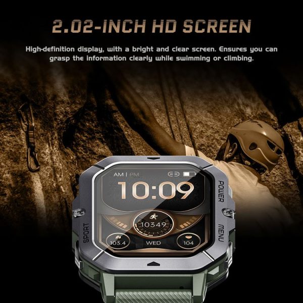 LEMFO C28 2.02 inch Sport Smart Watch, Support Bluetooth Call / Sleep / Blood Oxygen / Heart Rate / Blood Pressure Health Monitor (Black) - Image 3