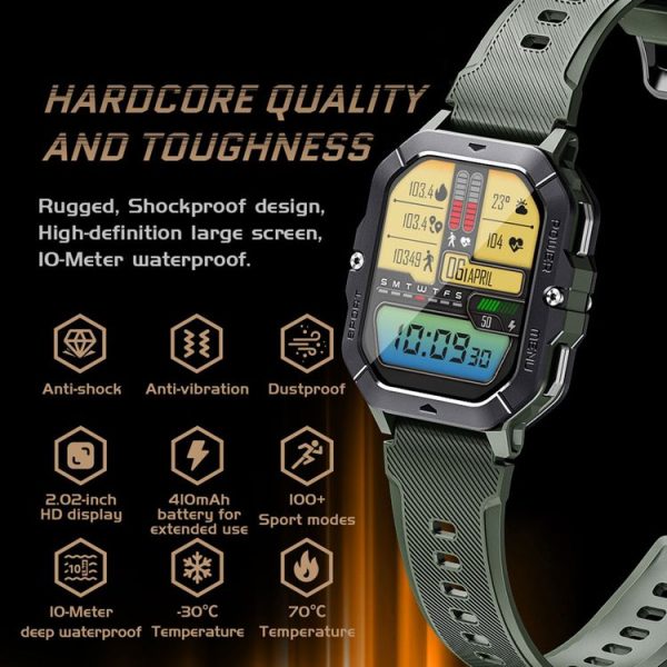 LEMFO C28 2.02 inch Sport Smart Watch, Support Bluetooth Call / Sleep / Blood Oxygen / Heart Rate / Blood Pressure Health Monitor (Black) - Image 7