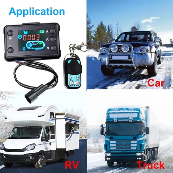 Car 12V / 24V Parking Heater LCD Monitor Switch with Remote Controller (Black) - Image 6