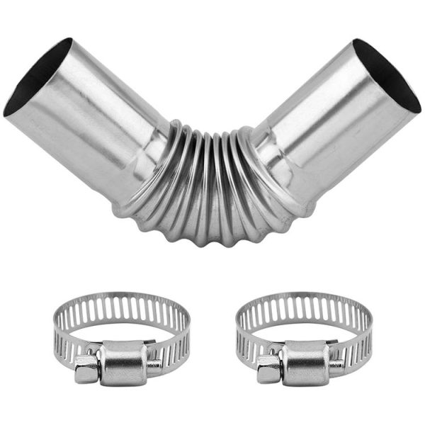 Car Parking Heater 13cm Elbow Stainless Steel Threaded Exhaust Tube Connector (Silver) - Image 2