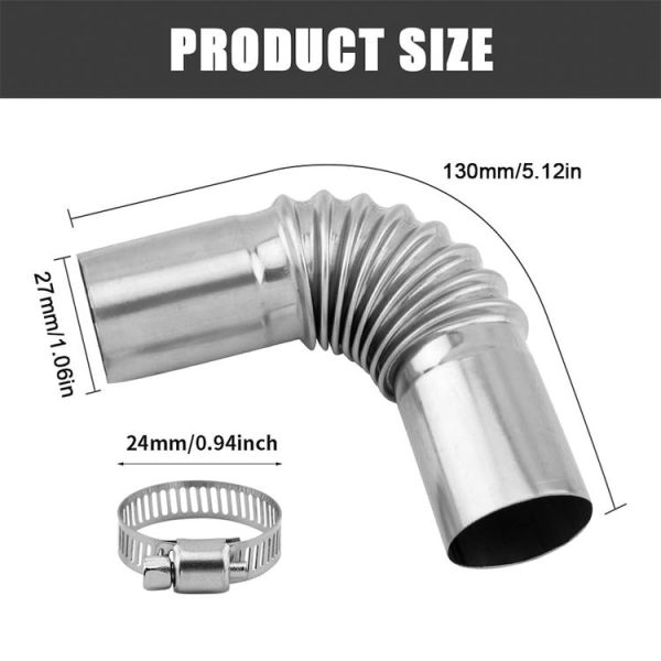 Car Parking Heater 13cm Elbow Stainless Steel Threaded Exhaust Tube Connector (Silver) - Image 3