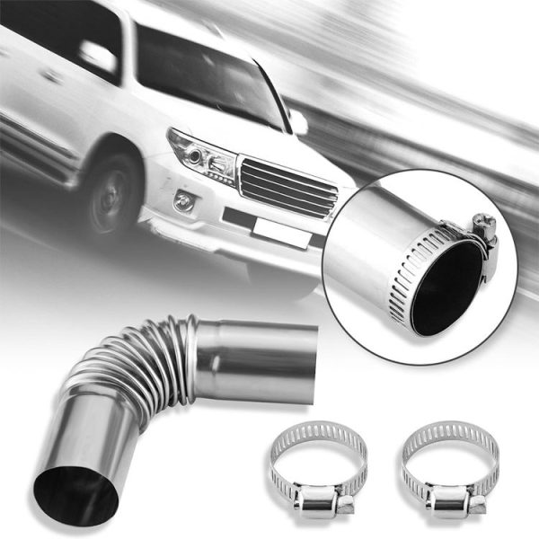 Car Parking Heater 13cm Elbow Stainless Steel Threaded Exhaust Tube Connector (Silver) - Image 6