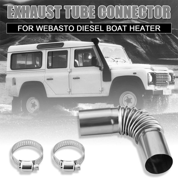 Car Parking Heater 13cm Elbow Stainless Steel Threaded Exhaust Tube Connector (Silver) - Image 7
