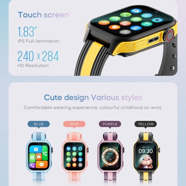 LEMFO K36 1.83 inch IPX7 Children Sport Smart Watch, Support Video Call / Message Notification / GPS / WiFi (Pink) - Image 2
