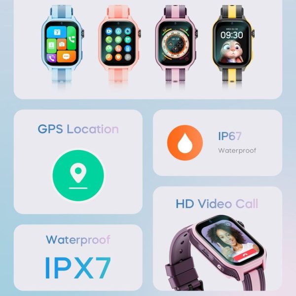 LEMFO K36 1.83 inch IPX7 Children Sport Smart Watch, Support Video Call / Message Notification / GPS / WiFi (Pink) - Image 7