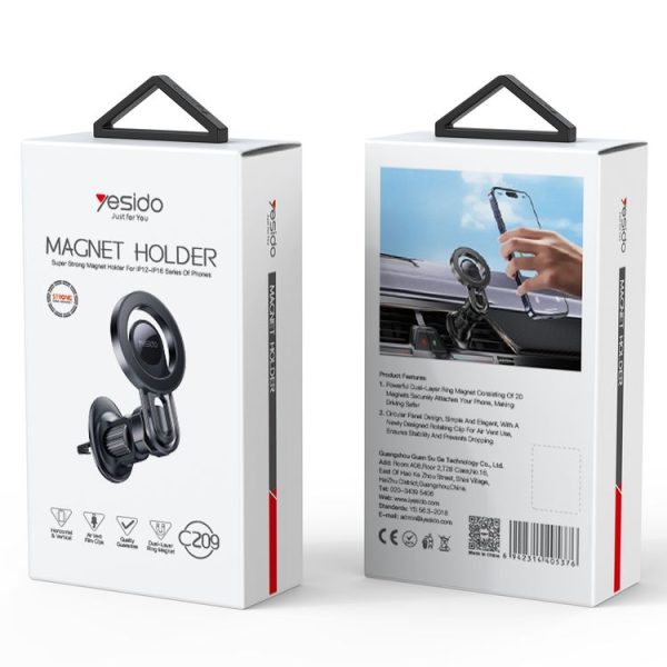 Yesido C209 MagSafe Magnetic Air Vent Car Holder (Black) - Image 9