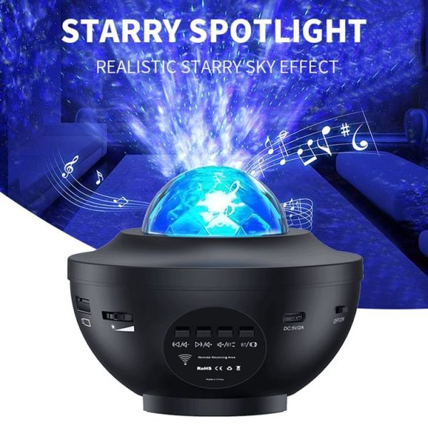 G004 Small Bowl Starry Projection Lamp Laser Light with Bluetooth Speaker (Black) - Image 2