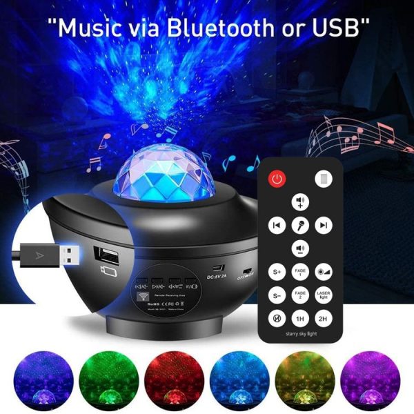 G004 Small Bowl Starry Projection Lamp Laser Light with Bluetooth Speaker (Black) - Image 5