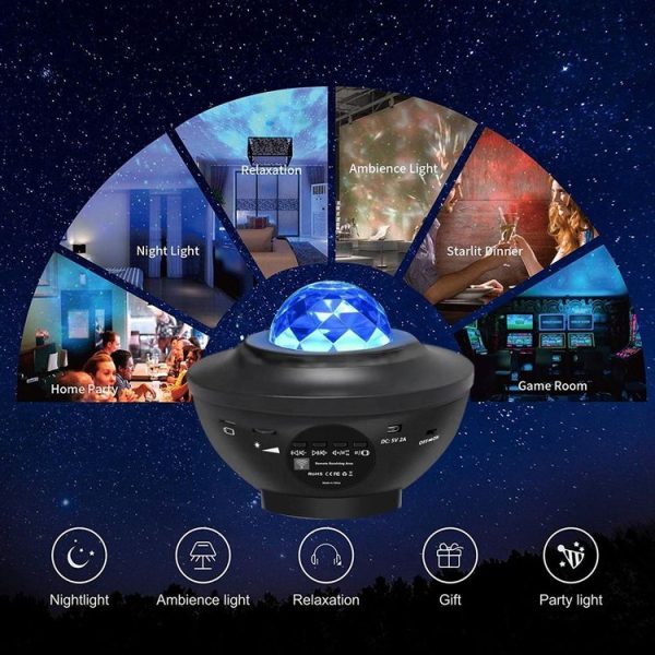 G004 Small Bowl Starry Projection Lamp Laser Light with Bluetooth Speaker (Black) - Image 6