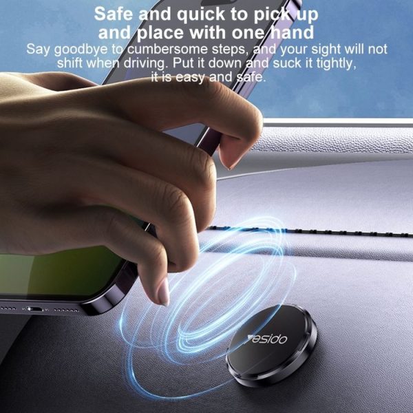 Yesido C211 Round Magnetic Car Holder (Black) - Image 4
