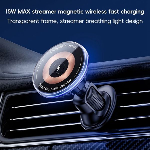 Yesido C308 15W Air Outlet Car MagSafe Magnetic Wireless Charging Holder (Black) - Image 2