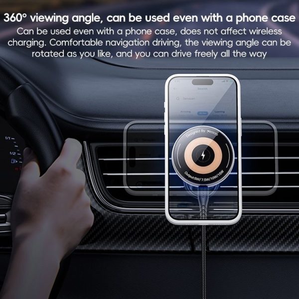 Yesido C308 15W Air Outlet Car MagSafe Magnetic Wireless Charging Holder (Black) - Image 6