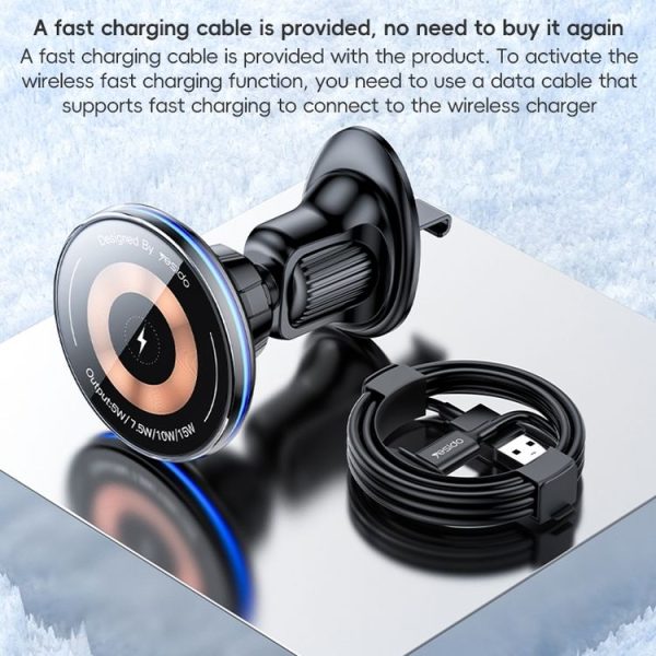 Yesido C308 15W Air Outlet Car MagSafe Magnetic Wireless Charging Holder (Black) - Image 8