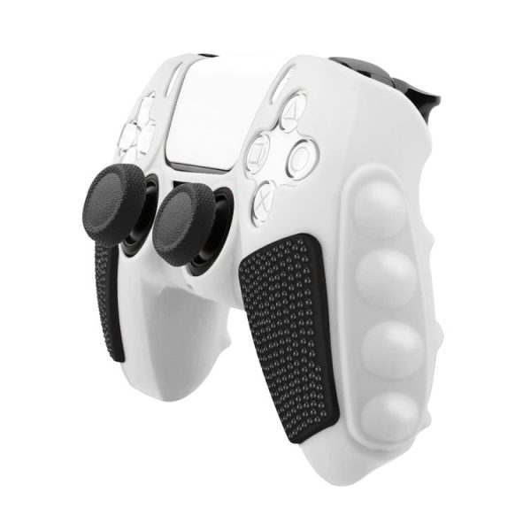 Sony PS5 Splicing Color Silicone Gamepad Protective Case without Rocker Caps (Black White)