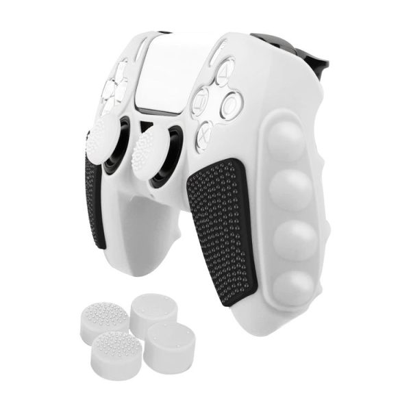 Sony PS5 Splicing Color Silicone Gamepad Protective Case with Rocker Caps (Black White)
