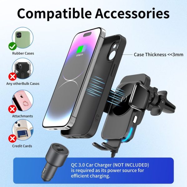 M7 Intelligent Sensing Fast Wireless Charging Car Holder (Black) - Image 11