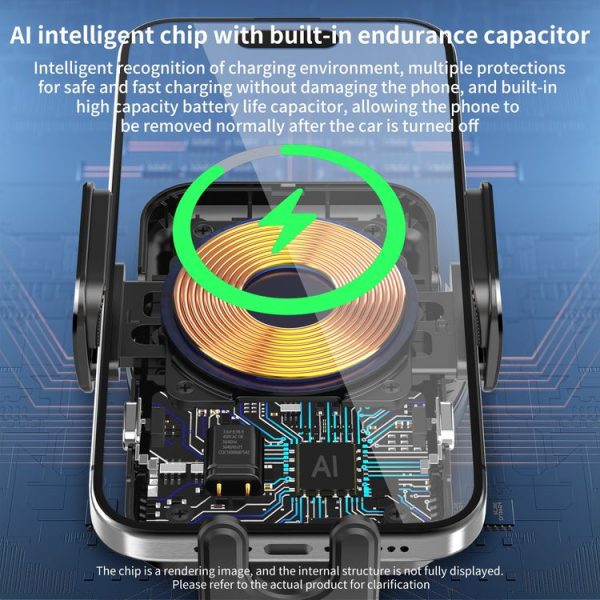 M7 Intelligent Sensing Fast Wireless Charging Car Holder (Black) - Image 7